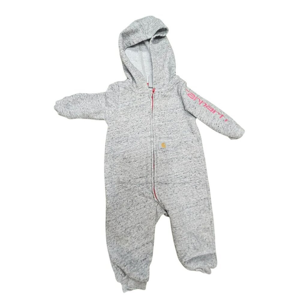 Carhartt Baby Hooded‎ Zip-Up Coverall 3M Heather Gray Cotton/Polyester
